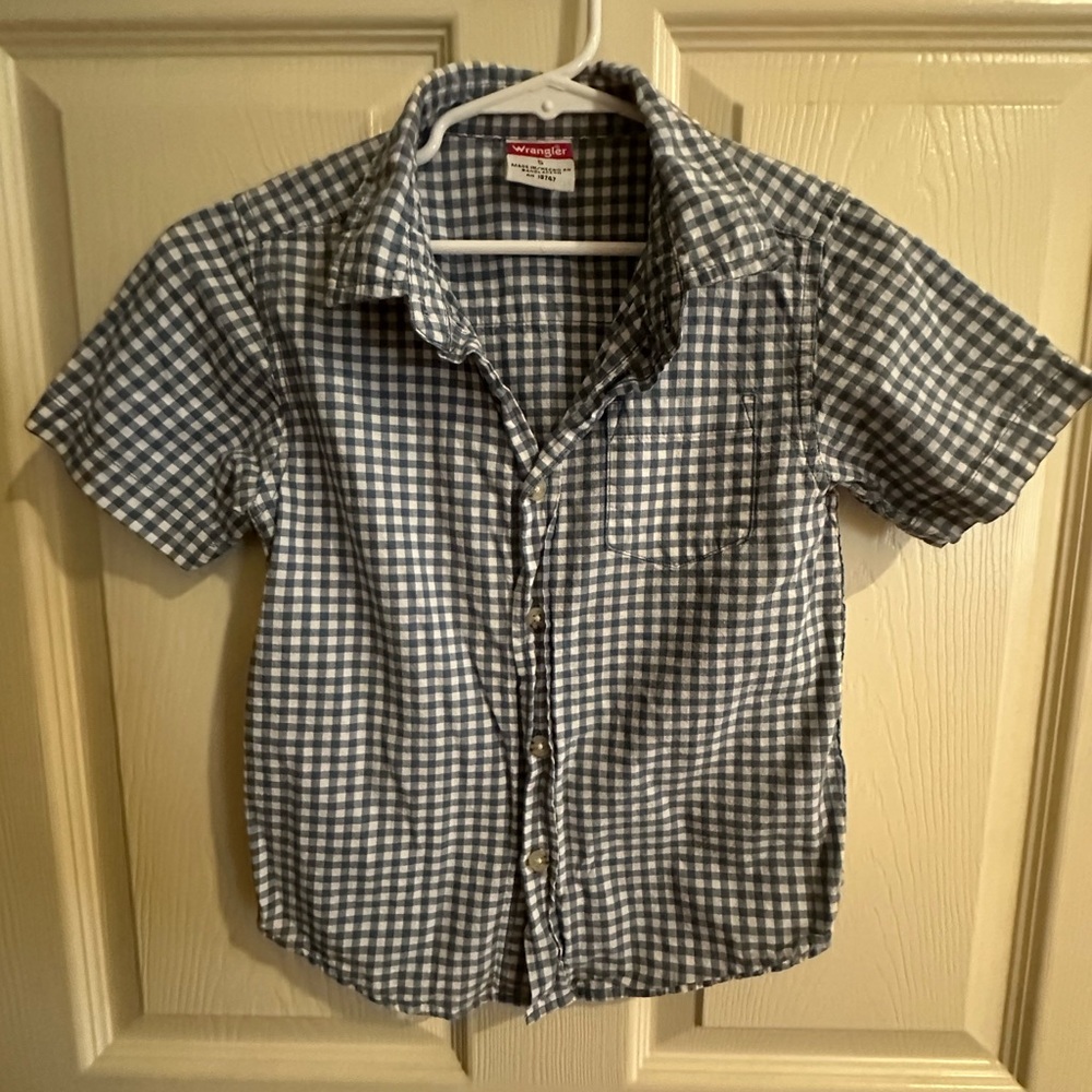 Wrangler Blue and White Plaid Shirt